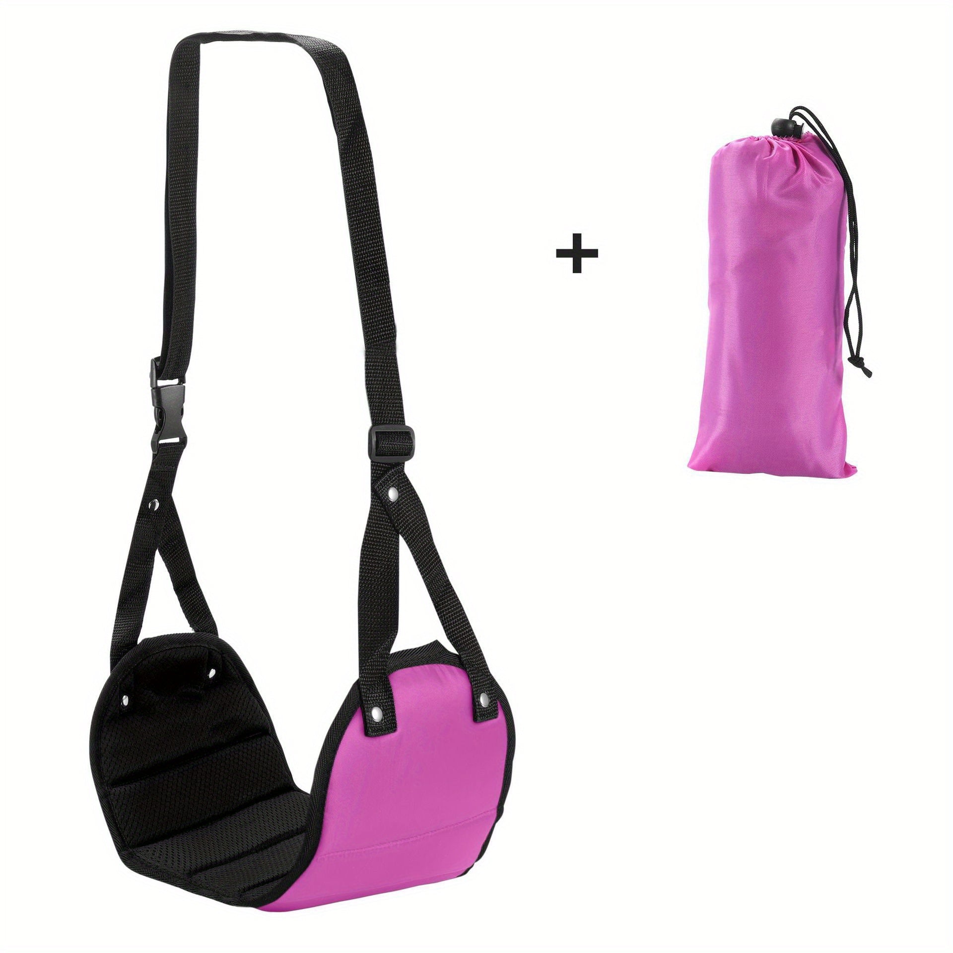 Portable Airplane Footrest Hammock Adjustable Travel Foot Support Black