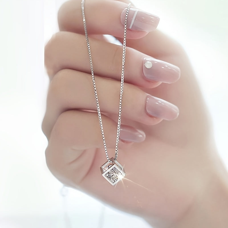 Sterling Silver Pendant Necklace with Zirconia for Daily and Gift Wear