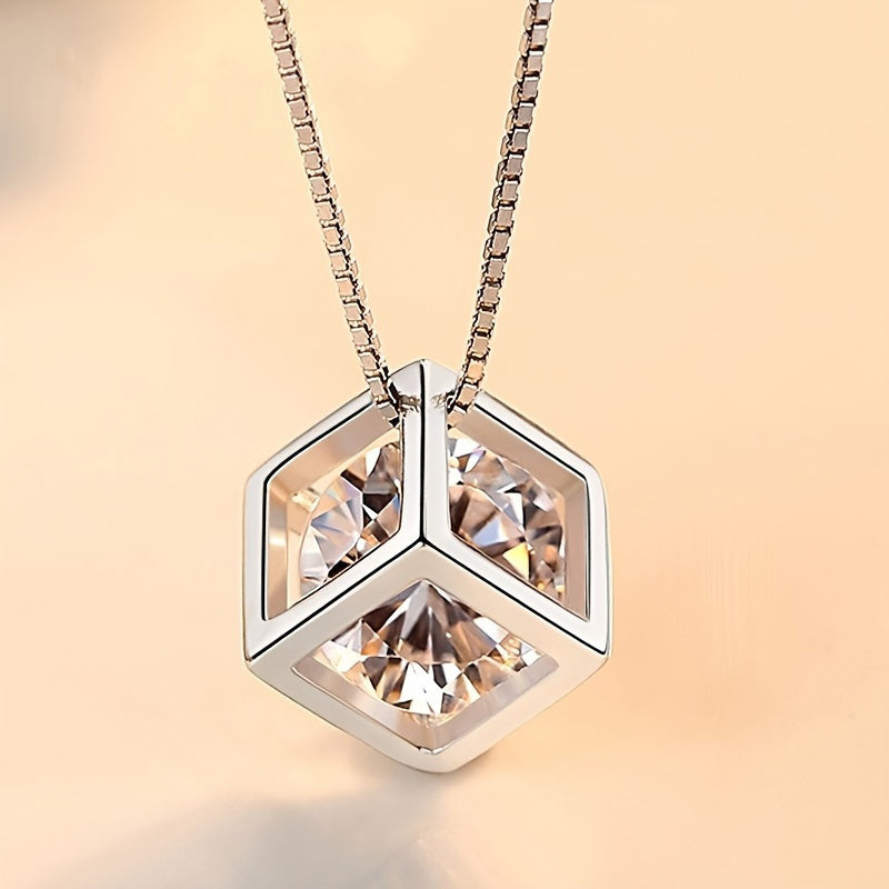 Sterling Silver Pendant Necklace with Zirconia for Daily and Gift Wear