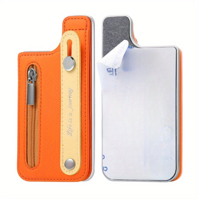 PU Leather Phone Card Holder Case with Wrist Strap Slim Fit Credit Card Pocket Push Lock Closure