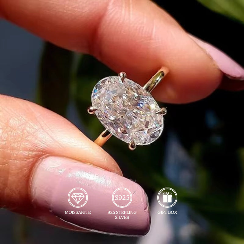 "Шавано Винтажное Овальное Обручальное Кольцо с Мойсанитом, Доступно в 1, 2 или 3 Карата, Изготовлено из Серебра 925 Пробы и Позолоты 18К, Идеально для Дня Святого Валентина, Свадьбы или Особых Событий – Поставляется с Красивой Подарочной Коробкой"