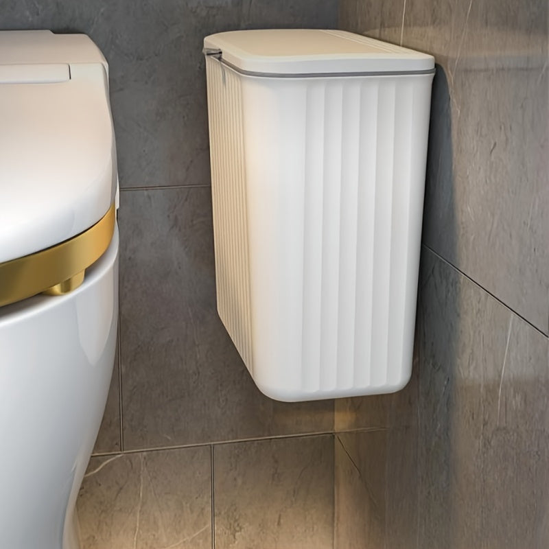 Wall-Mounted Trash Can with Odor Seal and Toilet Paper Holder for Bathroom