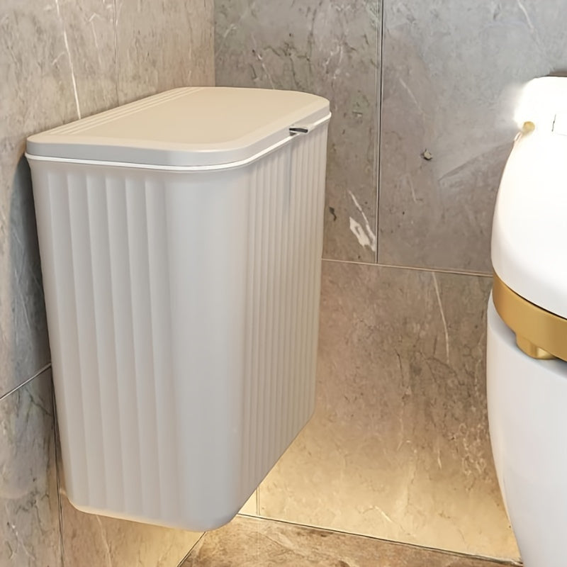 Wall-Mounted Trash Can with Odor Seal and Toilet Paper Holder for Bathroom
