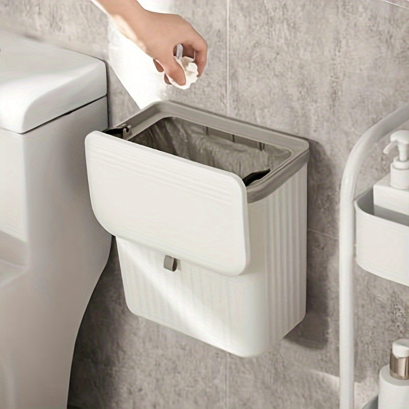 Wall-Mounted Trash Can with Odor Seal and Toilet Paper Holder for Bathroom