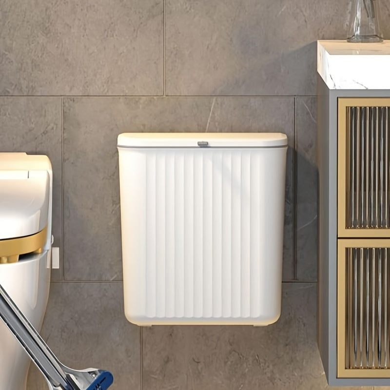 Wall-Mounted Trash Can with Odor Seal and Toilet Paper Holder for Bathroom