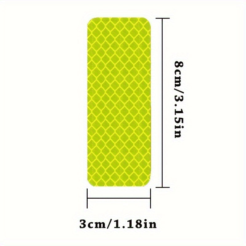 10-Pack Fluorescent Green PVC Reflective Decals for Motorcycles Bicycles and Cars