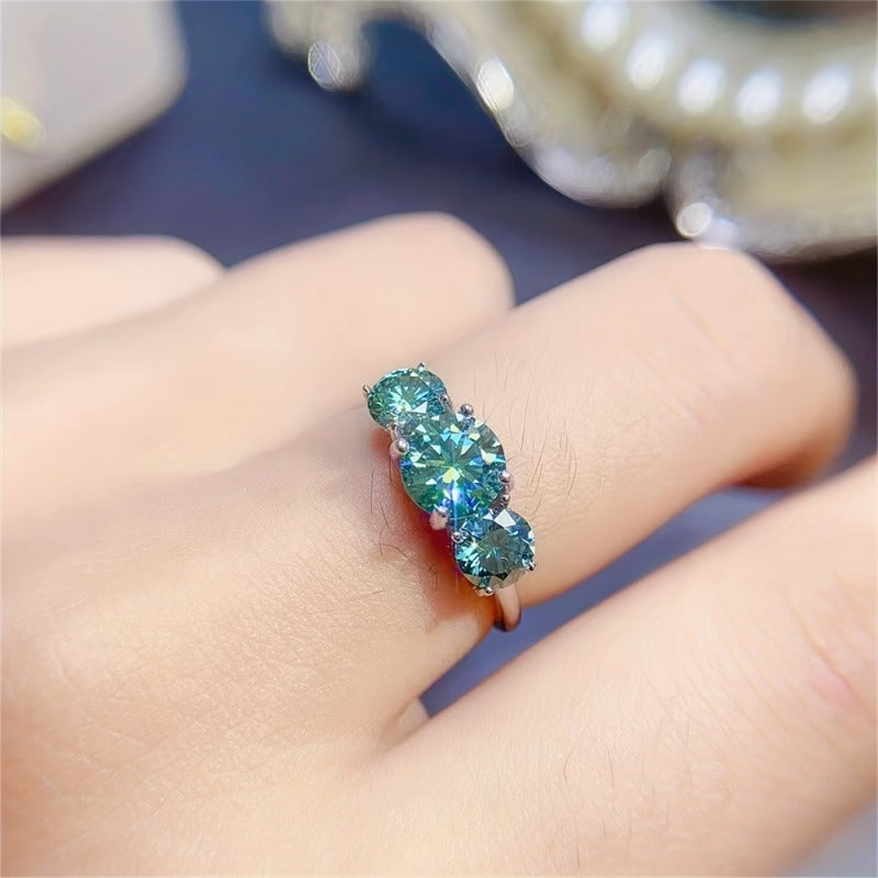 Moissanite Ring 4 Carat S925 Silver 18K Gold Plated Wedding Jewelry