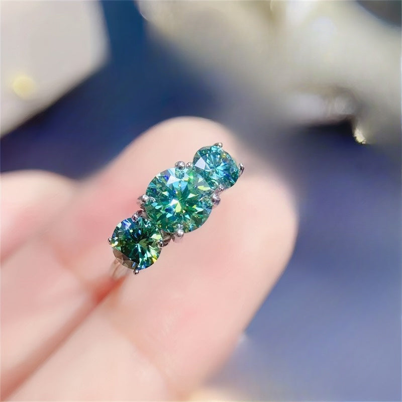 Moissanite Ring 4 Carat S925 Silver 18K Gold Plated Wedding Jewelry