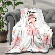 Personalized Polyester Blanket with Custom Ballerina Name Soft Cozy Throw for Bed Sofa Office