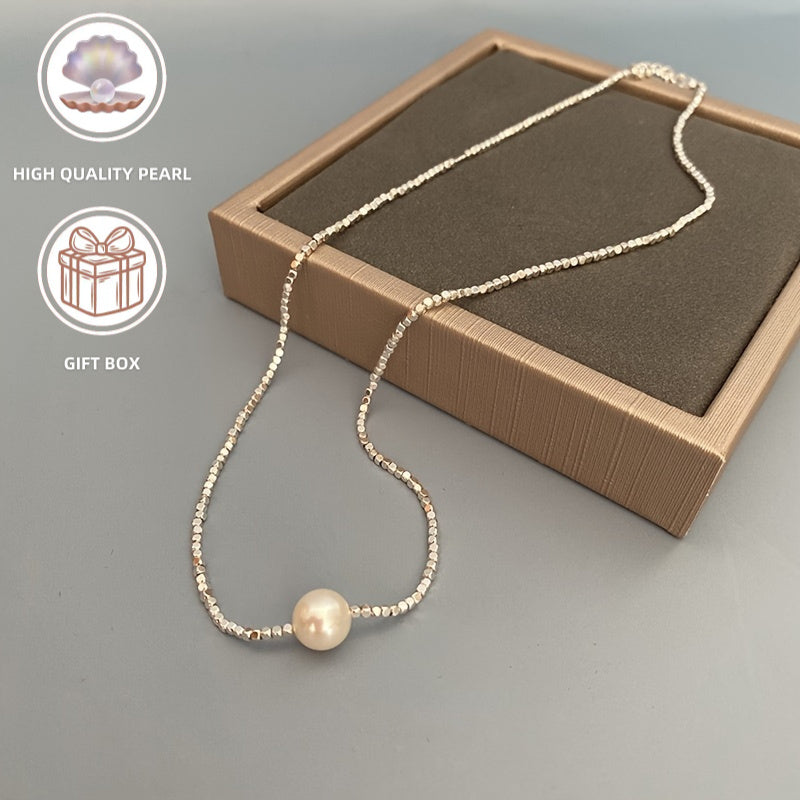 Chic Freshwater Pearl Lariat Necklace, Ayollar uchun zamonaviy marvarid zargarlik buyumlari, Har kuni kiyish va maxsus tadbirlar uchun ideal, O'ziga xos xususiyatlarga ega haqiqiy marvaridlar, Ajoyib 14-fevral sovg'asi