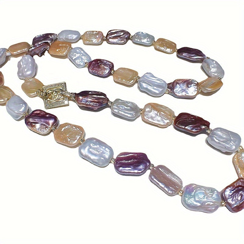 Pearl Necklace with Heart Clasp and Zirconia Accents for Parties and Festivals