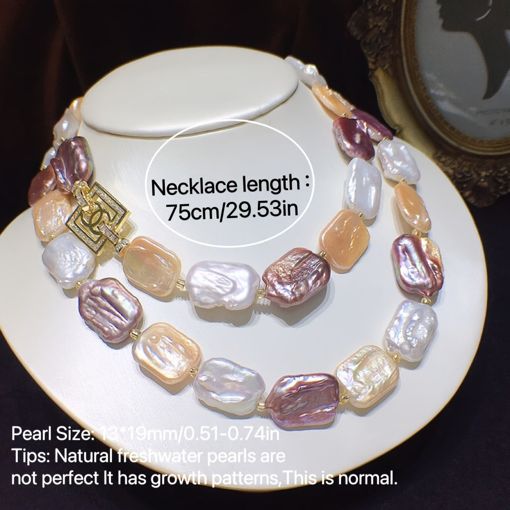 Pearl Necklace with Heart Clasp and Zirconia Accents for Parties and Festivals