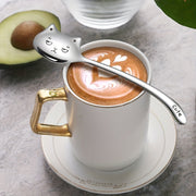 Long Tail Cat Stainless Steel Coffee Spoon with Cute Animal Print for Coffee Lovers