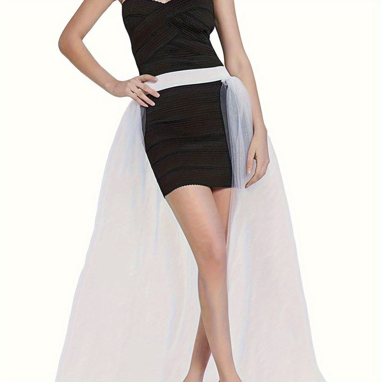 Women's Bridal Tutu Skirt with 4 Layers of Polyester Tulle Elastic Waist Overlay