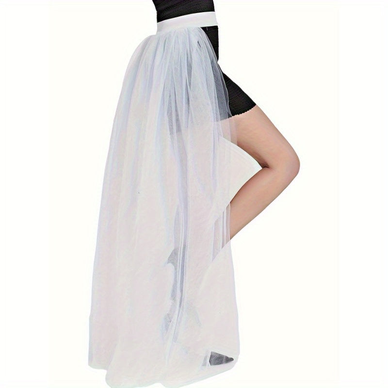 Women's Bridal Tutu Skirt with 4 Layers of Polyester Tulle Elastic Waist Overlay