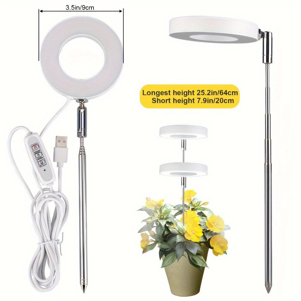 LED Grow Light Full Spectrum Dimmable Timer Adjustable Height Indoor Plant Lighting