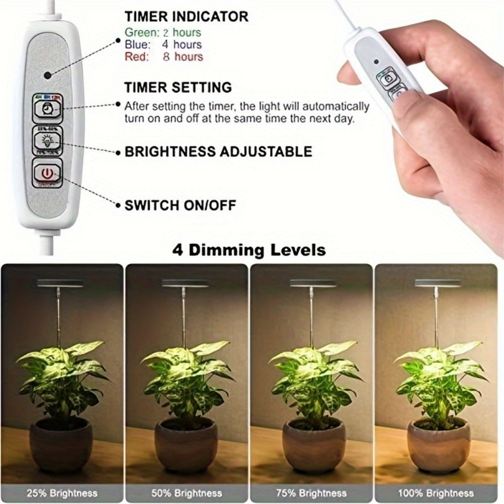 LED Grow Light Full Spectrum Dimmable Timer Adjustable Height Indoor Plant Lighting