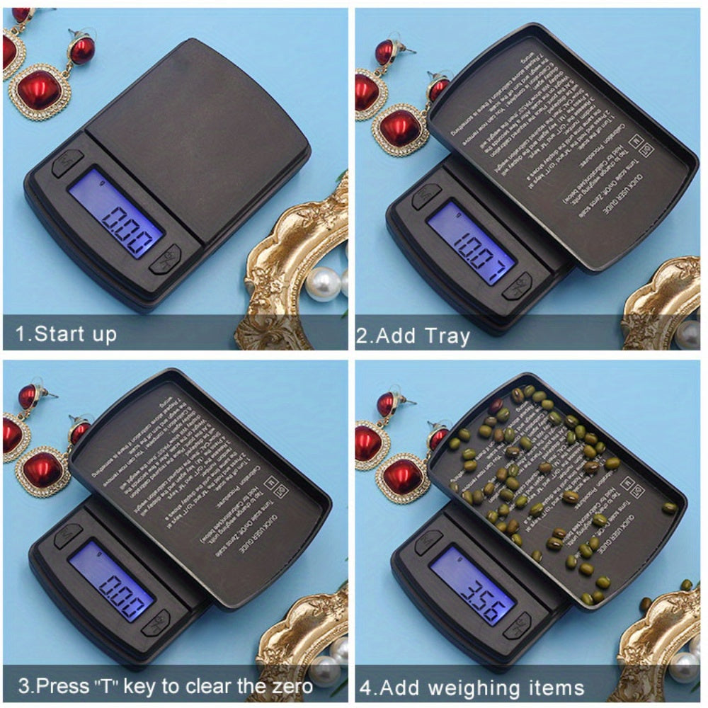 Raqamli Kichkina Taroz 500g/0.01g, Zargarlik, Oshxona, Tibbiy foydalanish uchun portativ, aniq