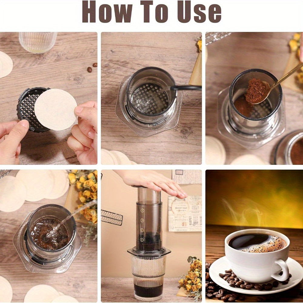 250 шт. натуральных непросеянных фильтров для кофе для Aeropress, круглых, одноразовых