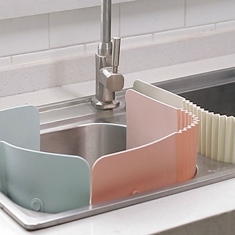 Foldable TPR Splash Guard with Suction Cup, Kitchen Sink Water Barrier, Pastel Colors