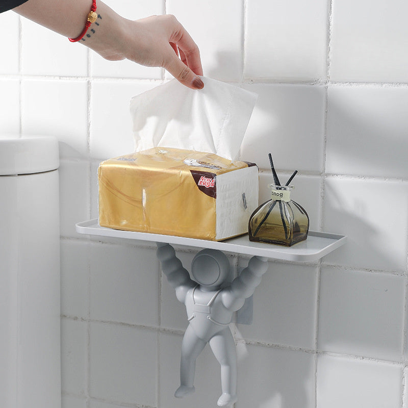 Wall-Mounted Space-Themed Organizer for Bathroom and Kitchen Durable Plastic 30x12.5cm