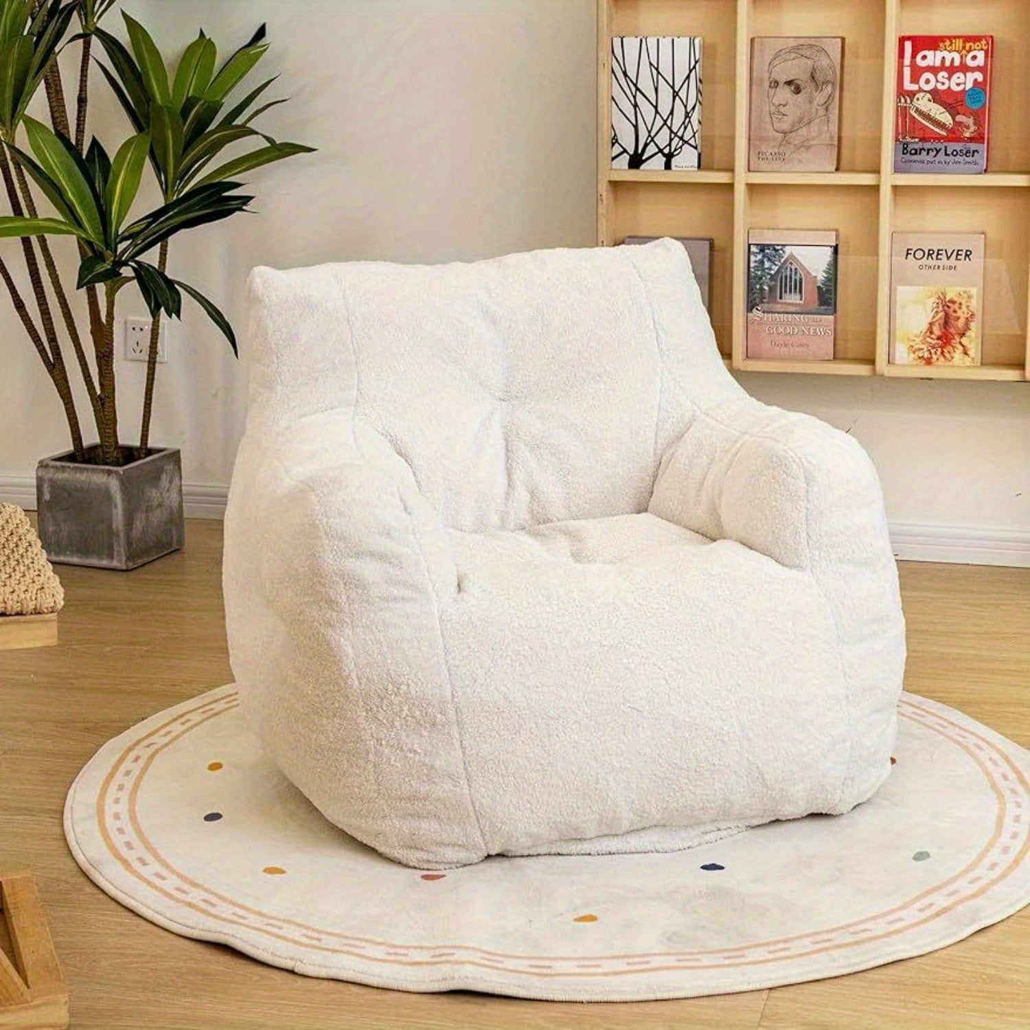 Lamb Fabric Chair with Memory Foam Seat for Game Room and Easy Cleaning