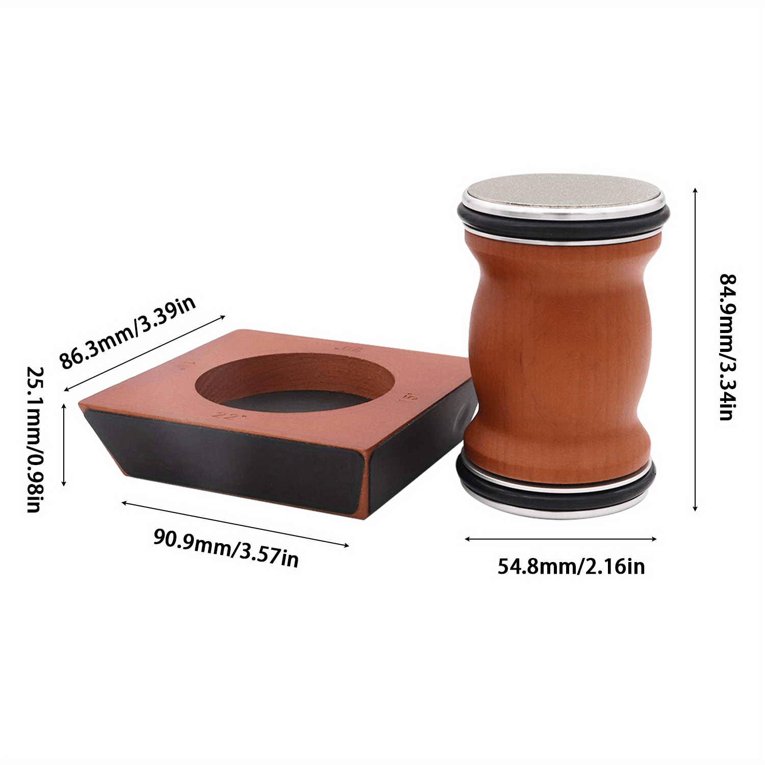 Wooden Knife Sharpener with Angle Guide Stainless Steel Honing Tool Non-Slip Base