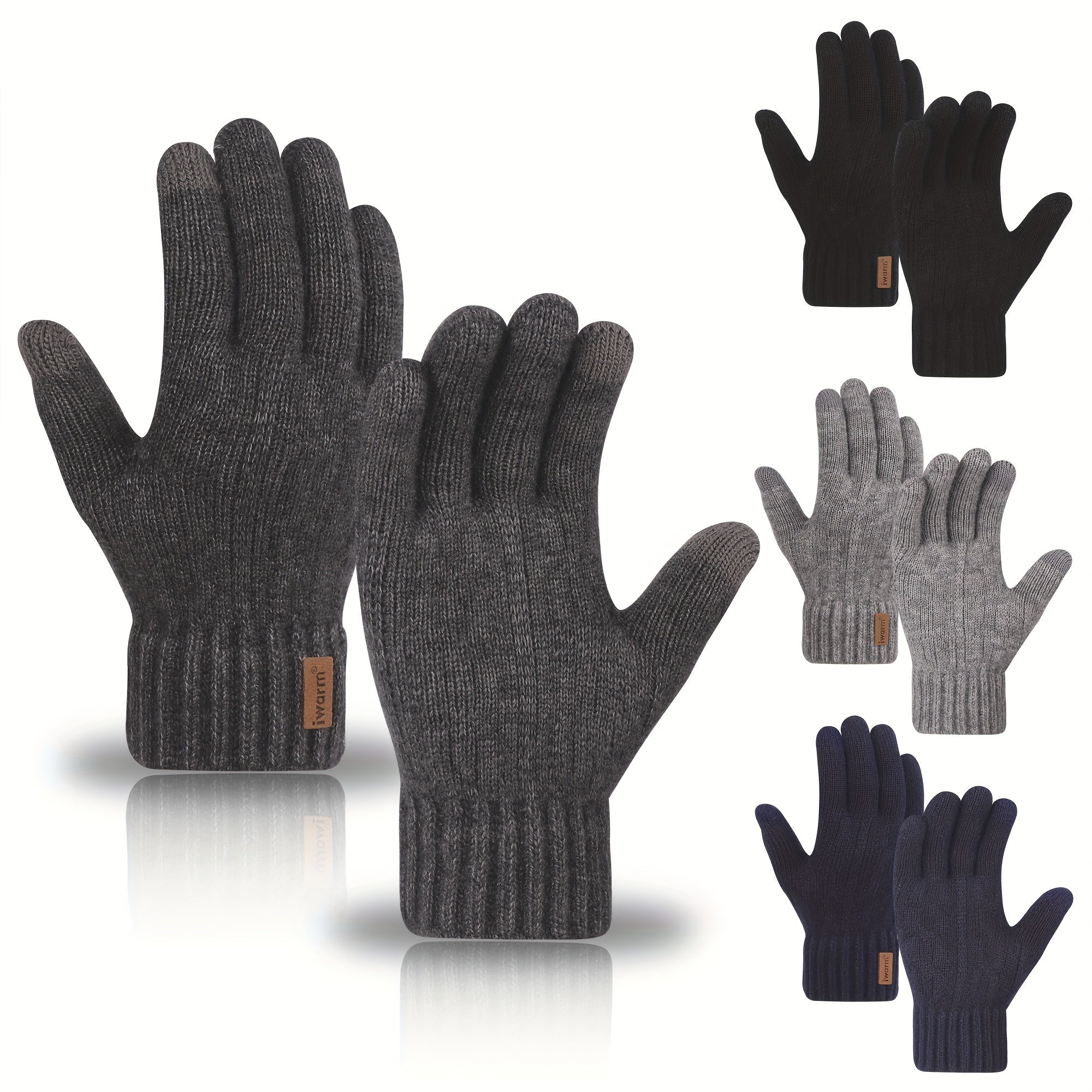 Alpaca Fleece Touchscreen Gloves Warm Ribbed Knit Cold-Resistant for Winter Men Women