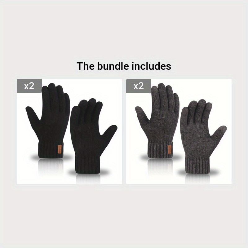 Alpaca Fleece Touchscreen Gloves Warm Ribbed Knit Cold-Resistant for Winter Men Women