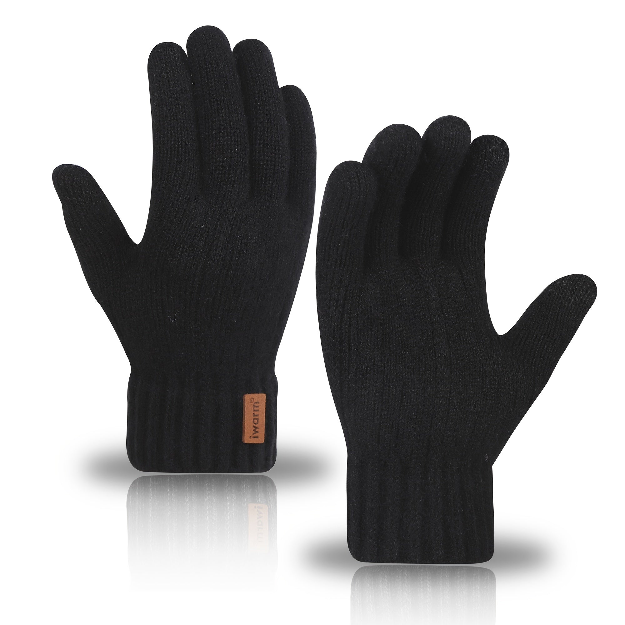 Alpaca Fleece Touchscreen Gloves Warm Ribbed Knit Cold-Resistant for Winter Men Women