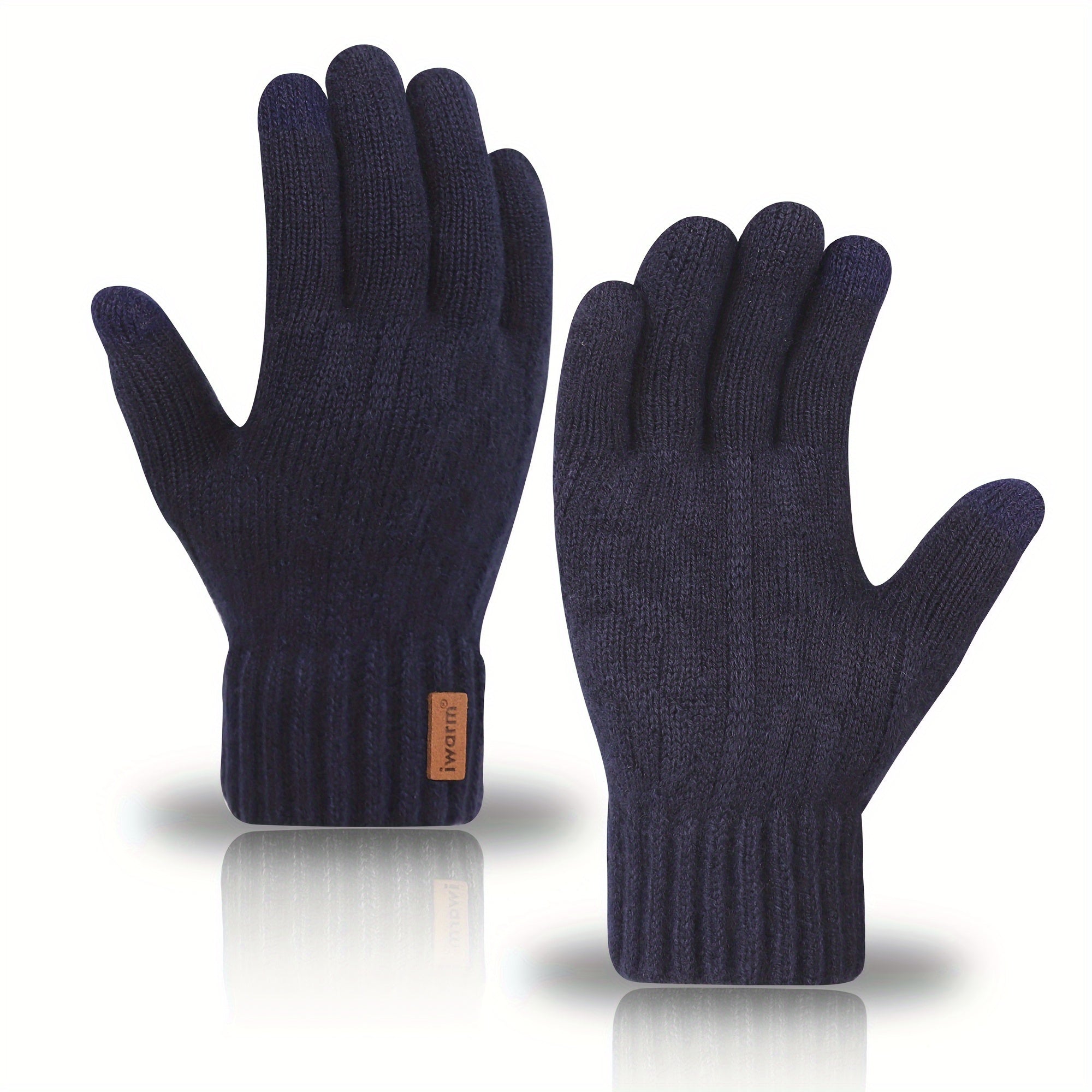 Alpaca Fleece Touchscreen Gloves Warm Ribbed Knit Cold-Resistant for Winter Men Women