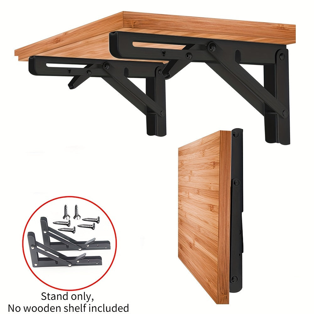 Heavy-Duty Folding Shelf Brackets 90° Angle Carbon Steel Wall Mounts for Home Office