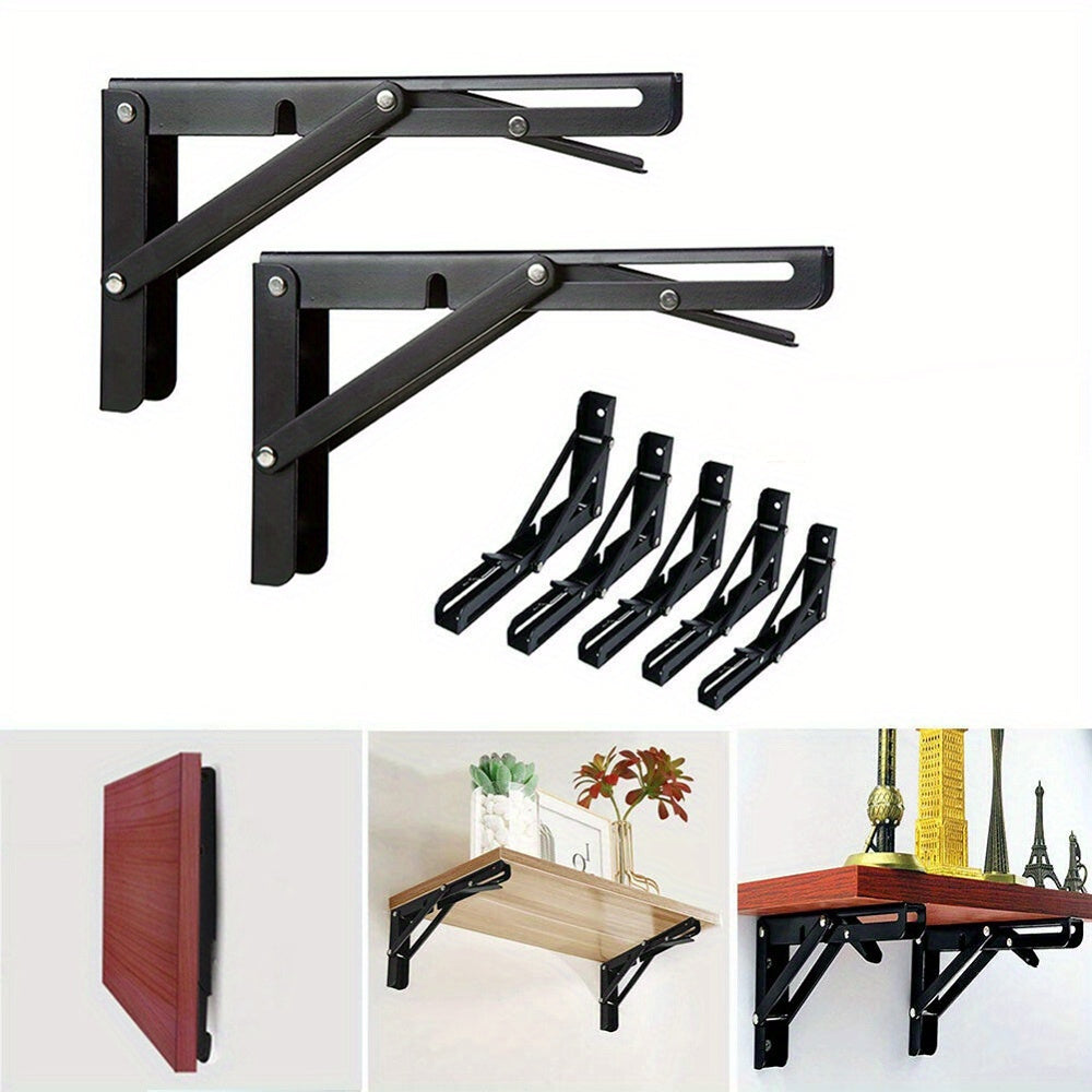 Heavy-Duty Folding Shelf Brackets 90° Angle Carbon Steel Wall Mounts for Home Office