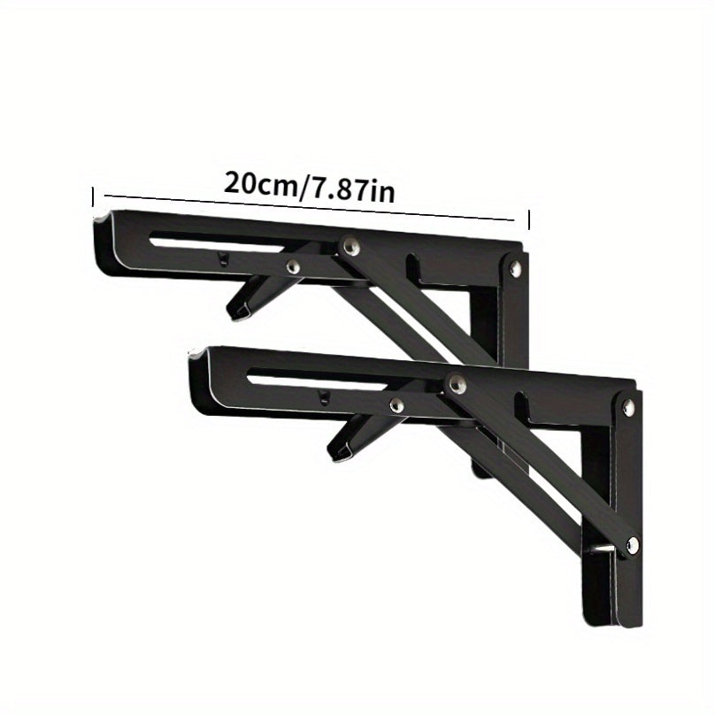 Heavy-Duty Folding Shelf Brackets 90° Angle Carbon Steel Wall Mounts for Home Office