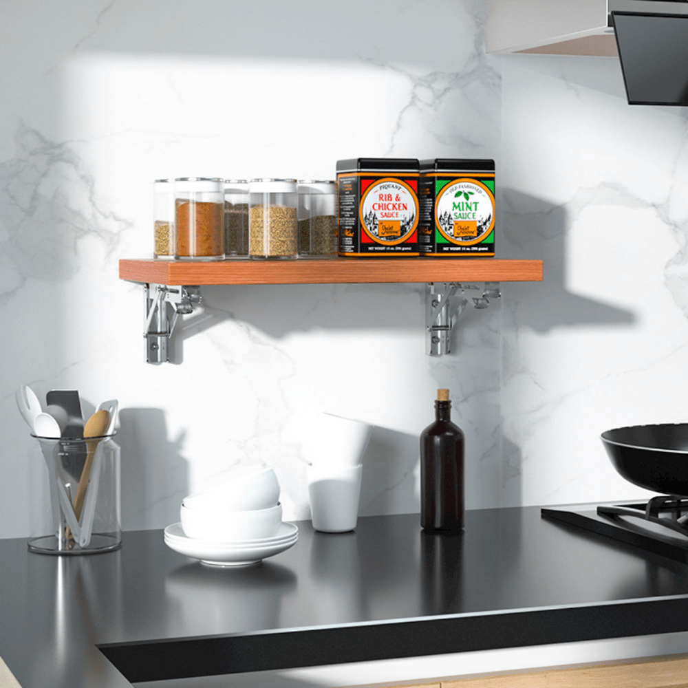 Heavy-Duty Folding Shelf Brackets 90° Angle Carbon Steel Wall Mounts for Home Office