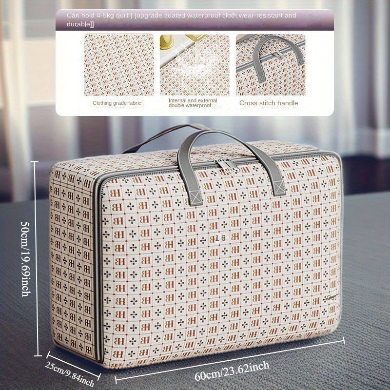 Gran bolsa de almacenamiento rectangular impermeable con asa para ropa de cama, ropa y suministros domésticos