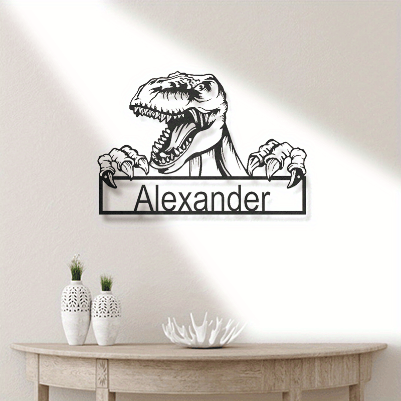 Personalized T-Rex Iron Wall Art Sign Metal Decor for Dinosaur Fans
