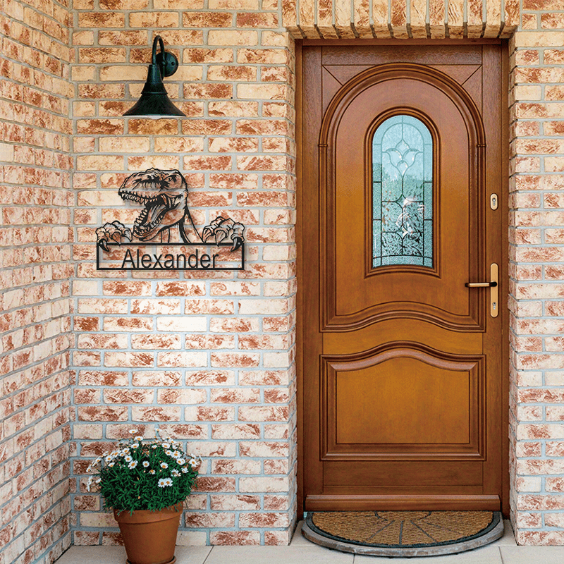 Personalized T-Rex Iron Wall Art Sign Metal Decor for Dinosaur Fans