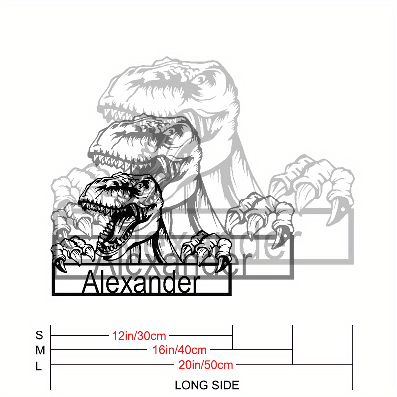 Personalized T-Rex Iron Wall Art Sign Metal Decor for Dinosaur Fans