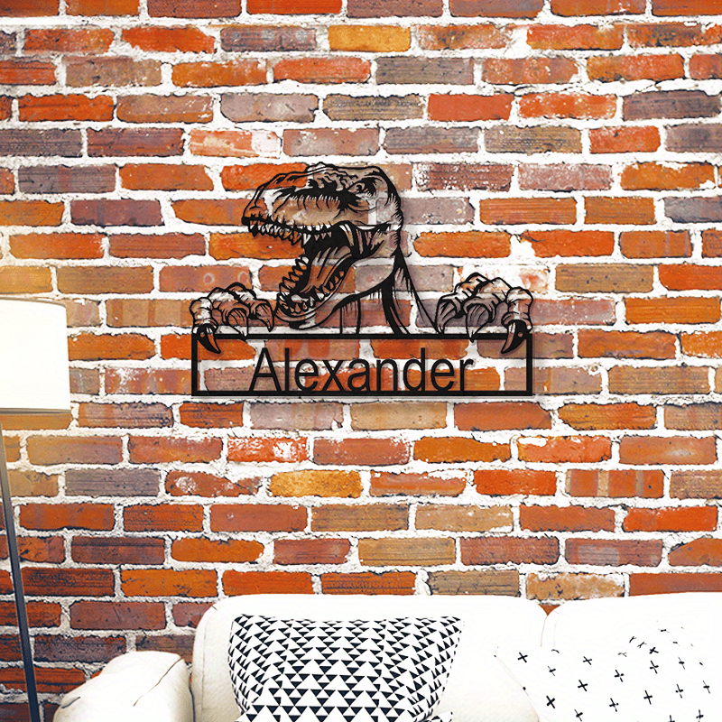 Personalized T-Rex Iron Wall Art Sign Metal Decor for Dinosaur Fans
