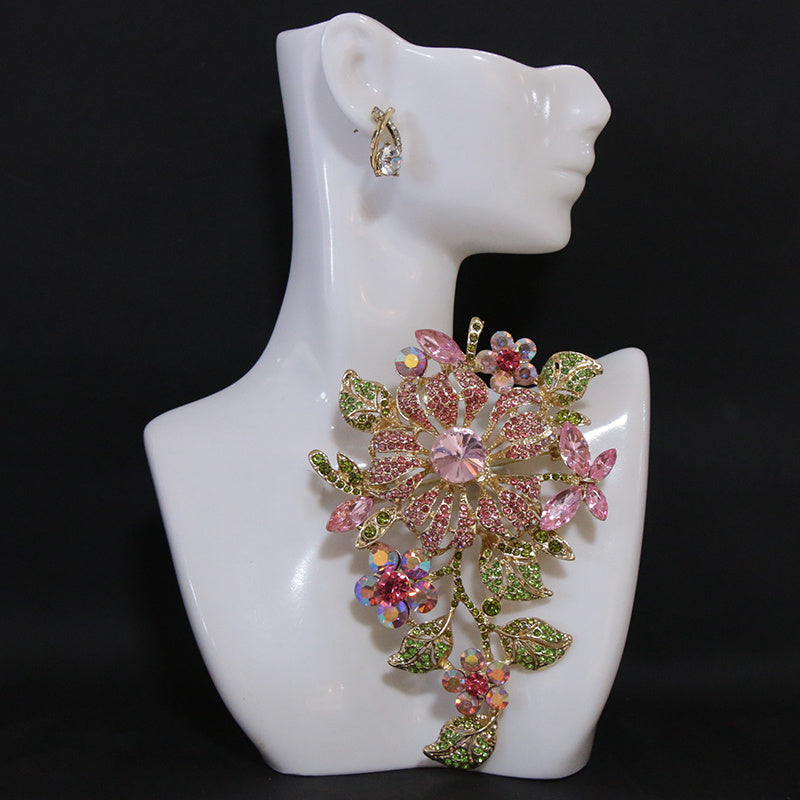 Elegant Rhinestone Flower Brooch for Dresses and Sweaters, Botanical Design