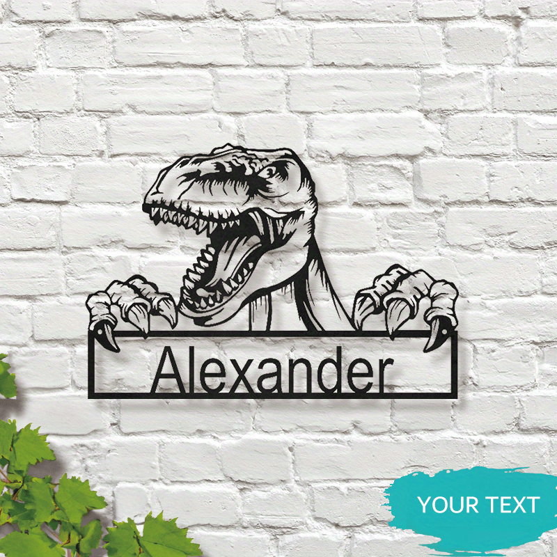 Personalized T-Rex Iron Wall Art Sign Metal Decor for Dinosaur Fans