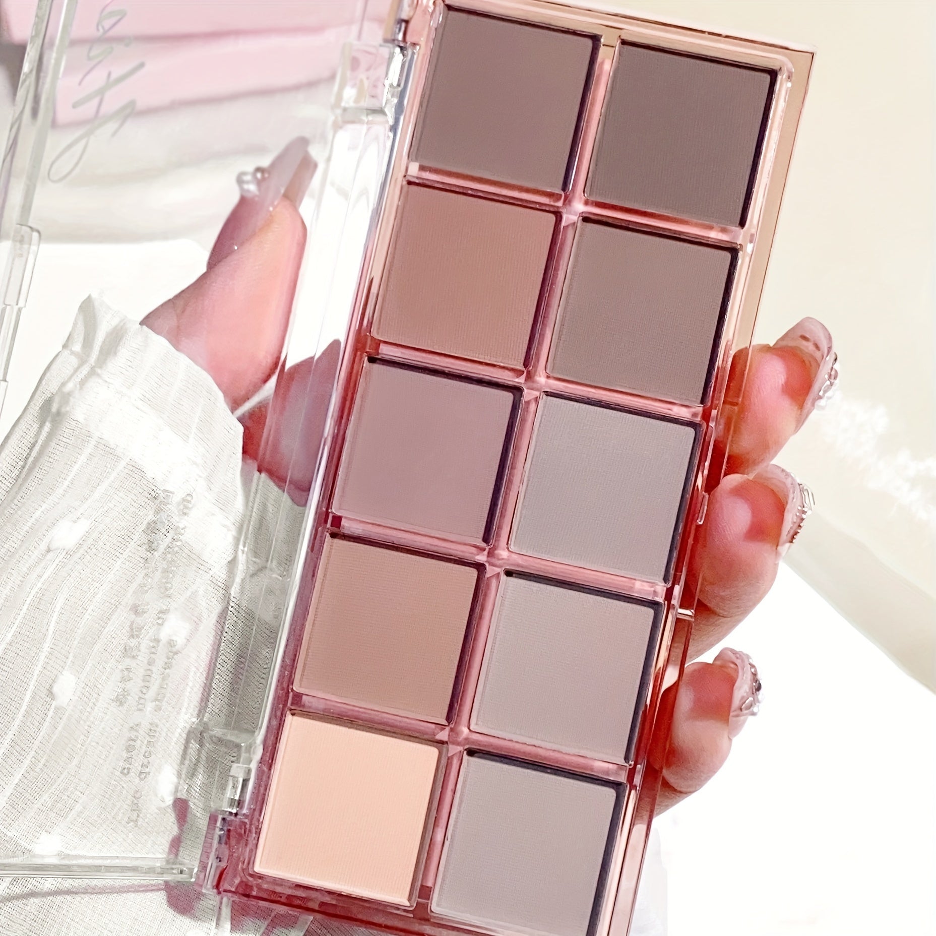 Женская палетка теней для век 9-18 цветов матовые и с эффектом шиммер нюд коричневый фиолетовый