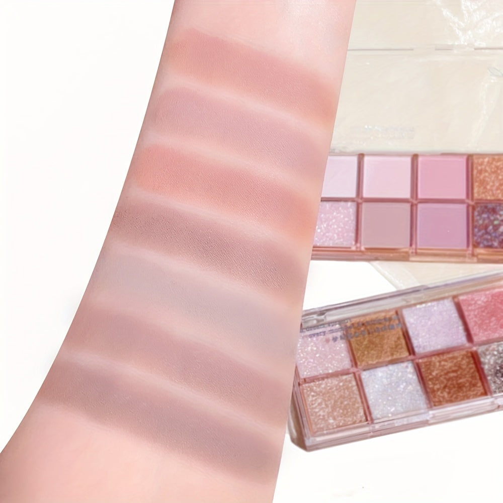 Женская палетка теней для век 9-18 цветов матовые и с эффектом шиммер нюд коричневый фиолетовый