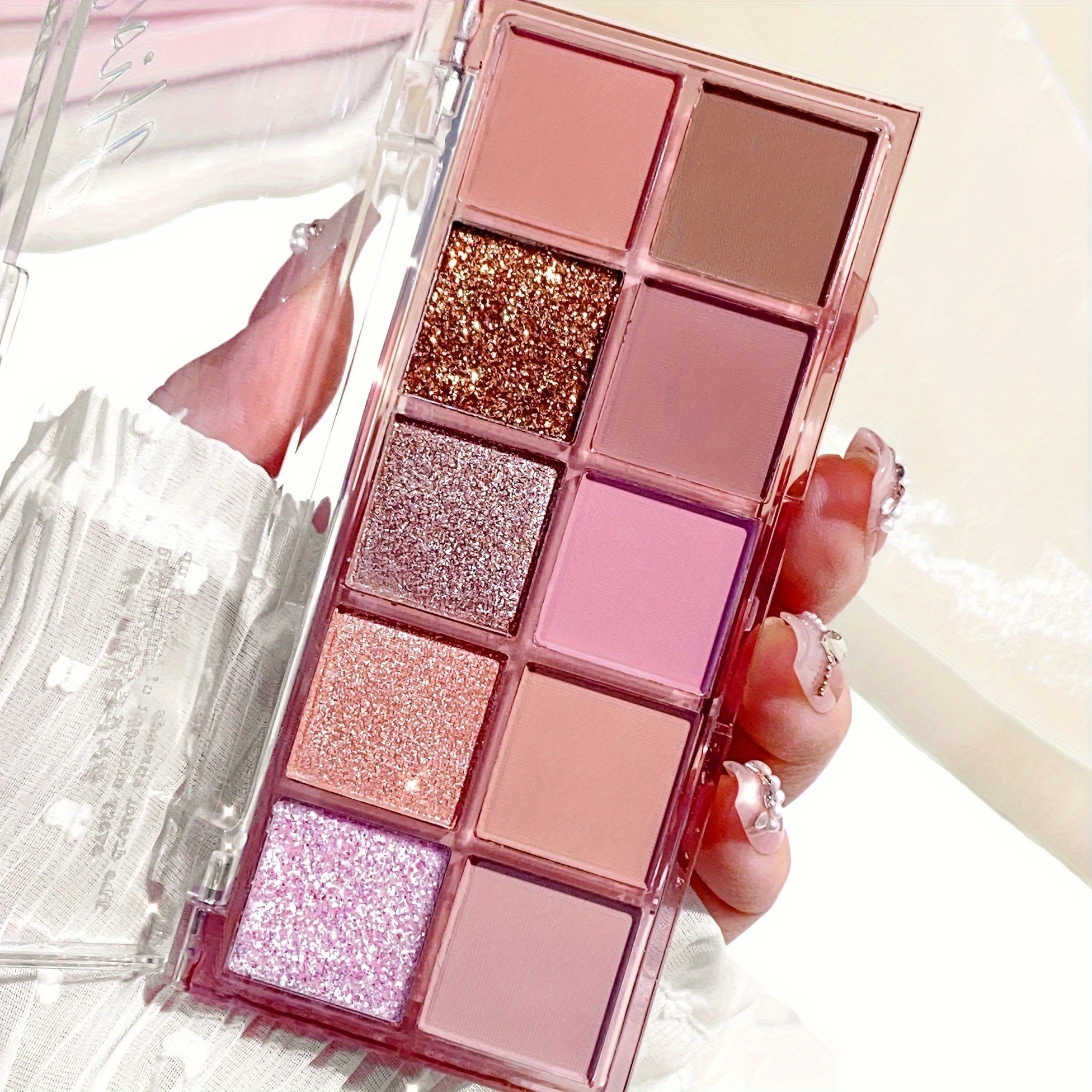 Женская палетка теней для век 9-18 цветов матовые и с эффектом шиммер нюд коричневый фиолетовый