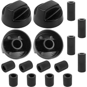 Набор из четырех универсальных черных регуляторов для обновлений 2024 года, совместим с различными плитами, варочными панелями и духовками, подходит для автодомов, кемперов и туристического снаряжения.