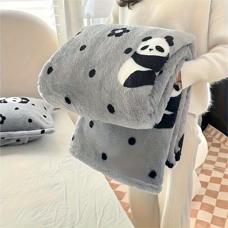 Soft Warm Panda Velvet Throw Blanket for Sofa Travel Office Naps