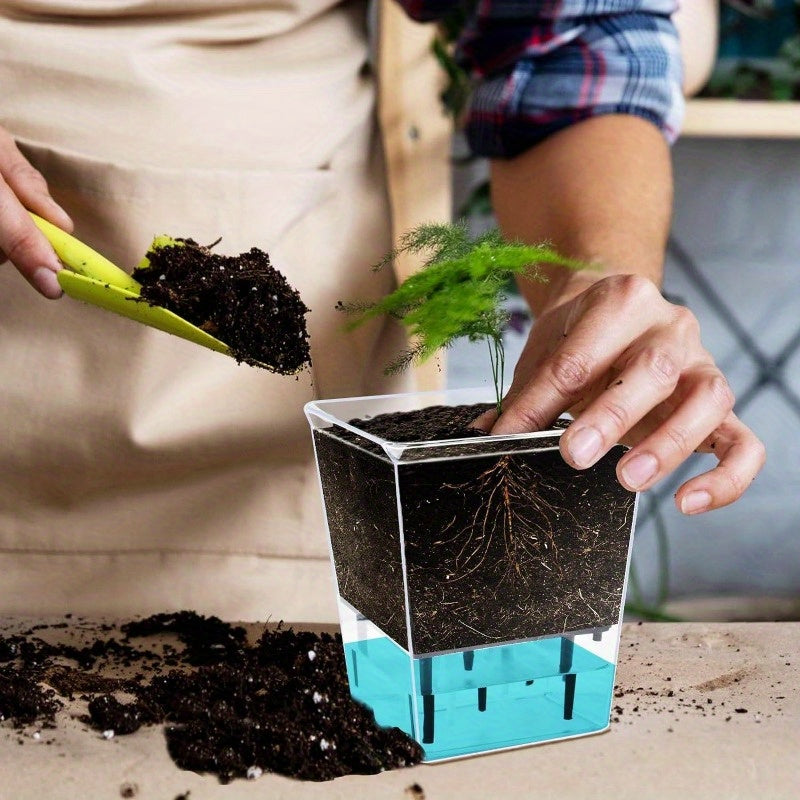 Self-Watering Square Planter with Deep Reservoir Lightweight Indoor Outdoor for Spider Plants Orchids African Violets