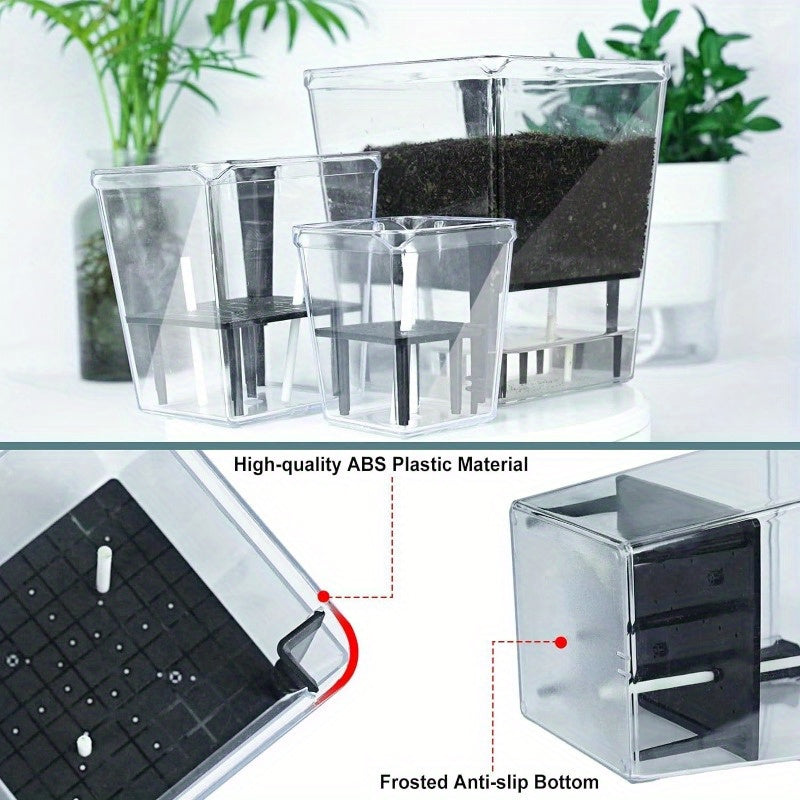 Self-Watering Square Planter with Deep Reservoir Lightweight Indoor Outdoor for Spider Plants Orchids African Violets