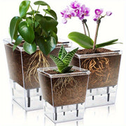 Self-Watering Square Planter with Deep Reservoir Lightweight Indoor Outdoor for Spider Plants Orchids African Violets